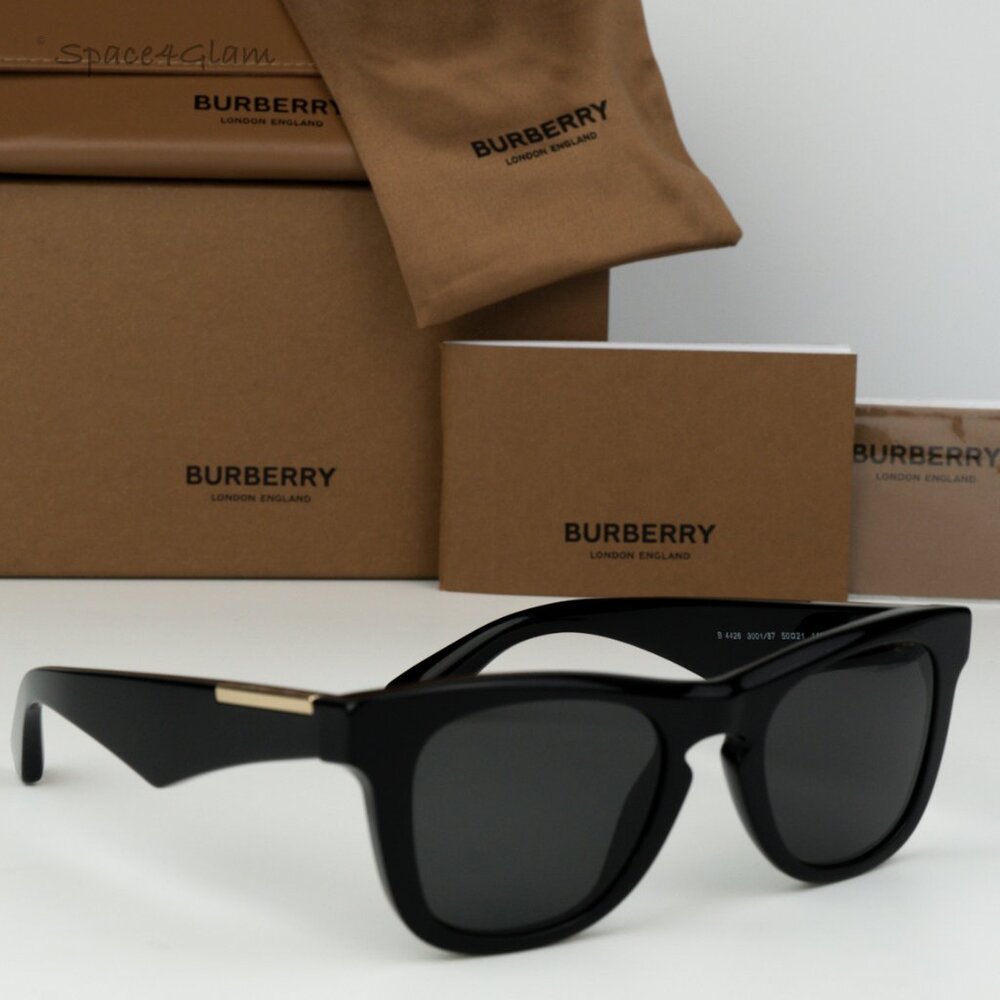 BRAND NEW Burberry BE4426 300187 Black Grey Square Unisex Sunglasses BE 4426 - Picture 3 of 9